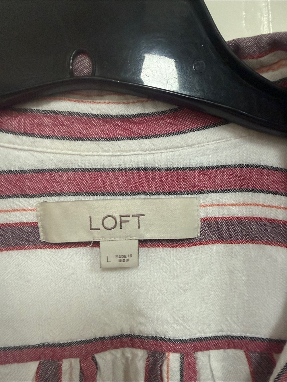 LOFT Striped Button-Down Shirt in Mauve and White - Picture 3 of 6